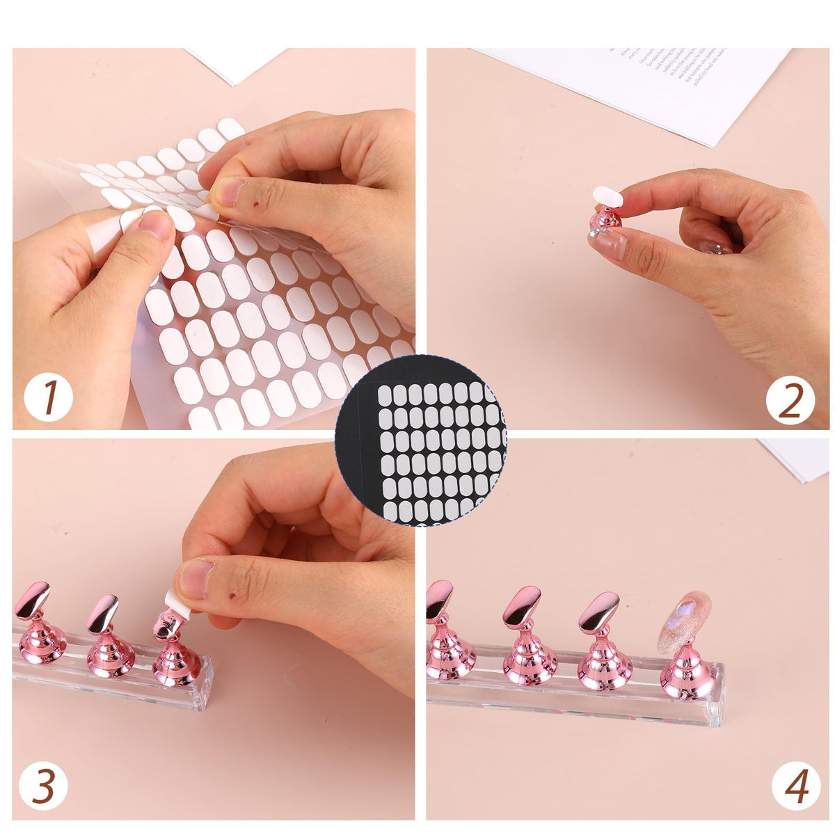 Trinkrittey nail art display tapes organized for salon manicure work