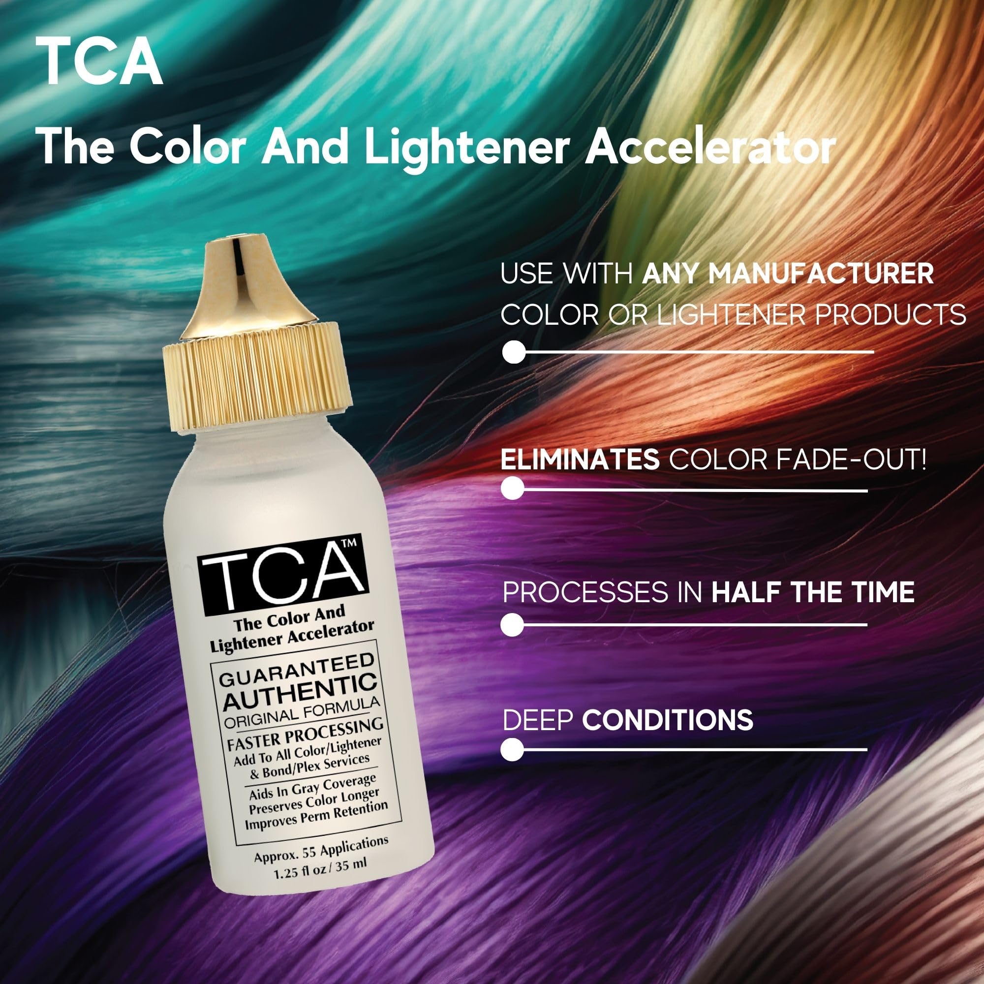 PowerTools hair color accelerator drops 1.25 fluid ounce clear formula bottle with signature gold cap closure