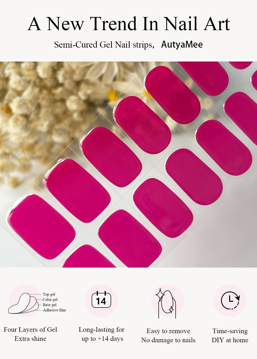 AutyaMee gel nail strips kit contents including file and stick