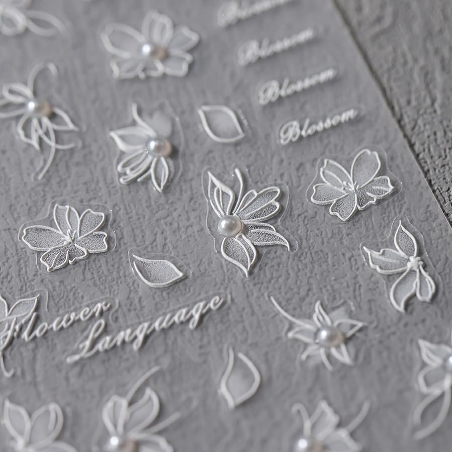 Jialitfun self-adhesive flower nail art stickers on a manicure hand
