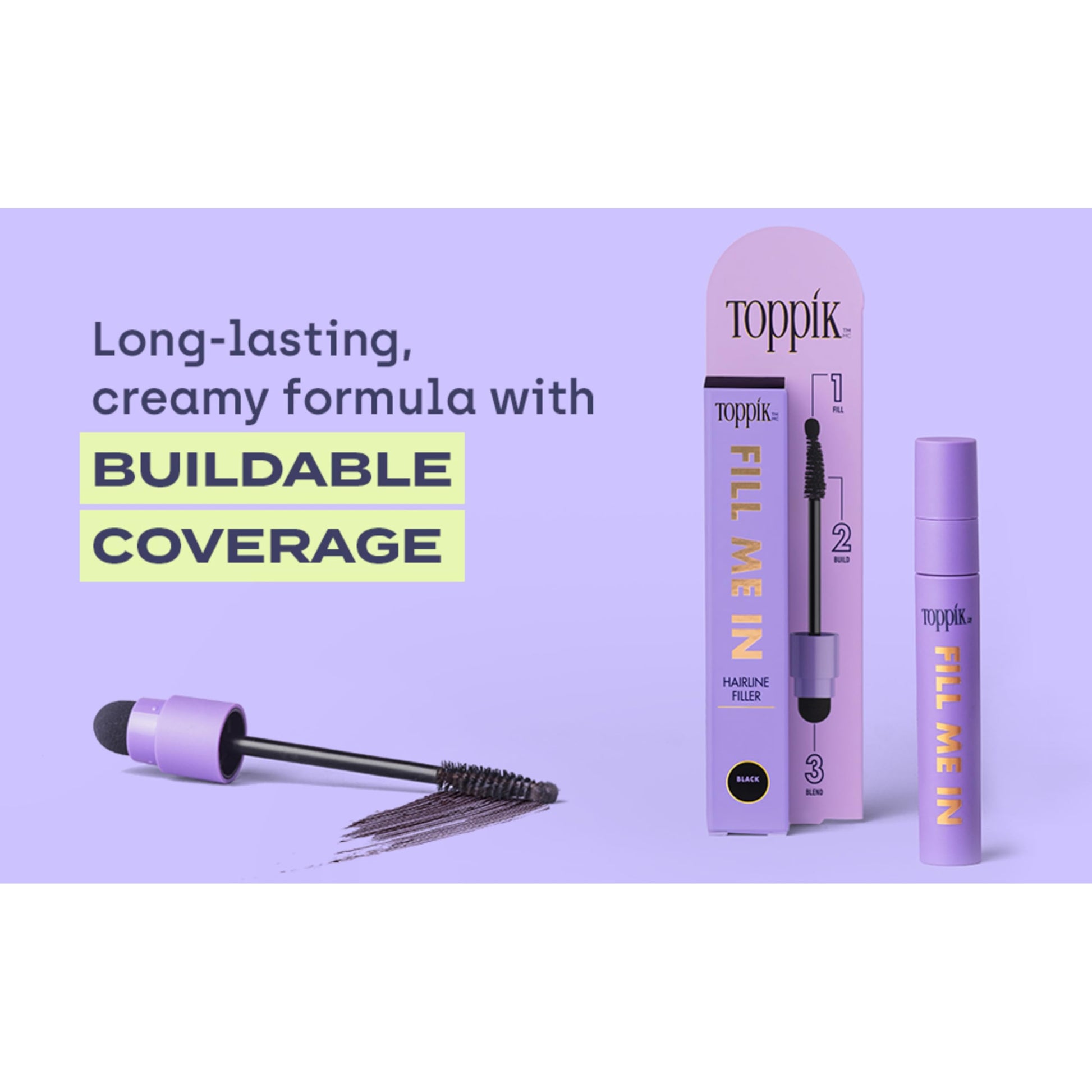 Toppik Fill Me In Hairline Filler packaging showing authentic USA import details