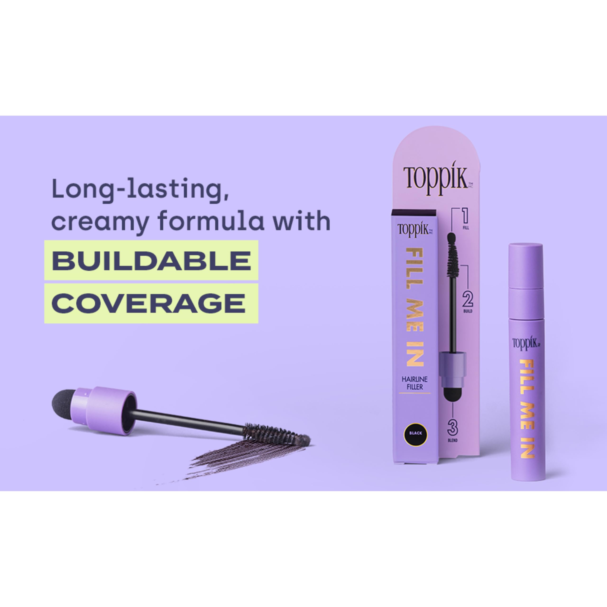 Toppik Fill Me In Hairline Filler packaging showing authentic USA import details