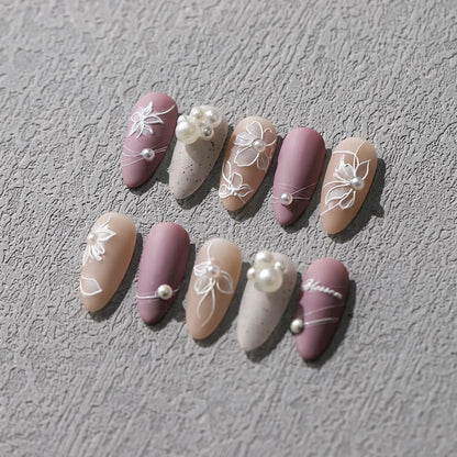 Detailed texture view of 5D embossed pearl floral nail stickers