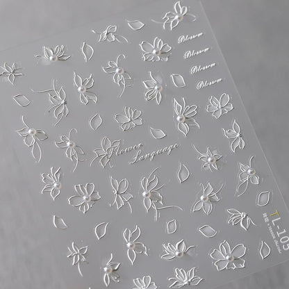 Professional manicure using Jialitfun white floral nail decals