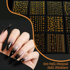 Demonstration of the included pink tweezers lifting a nail decal.