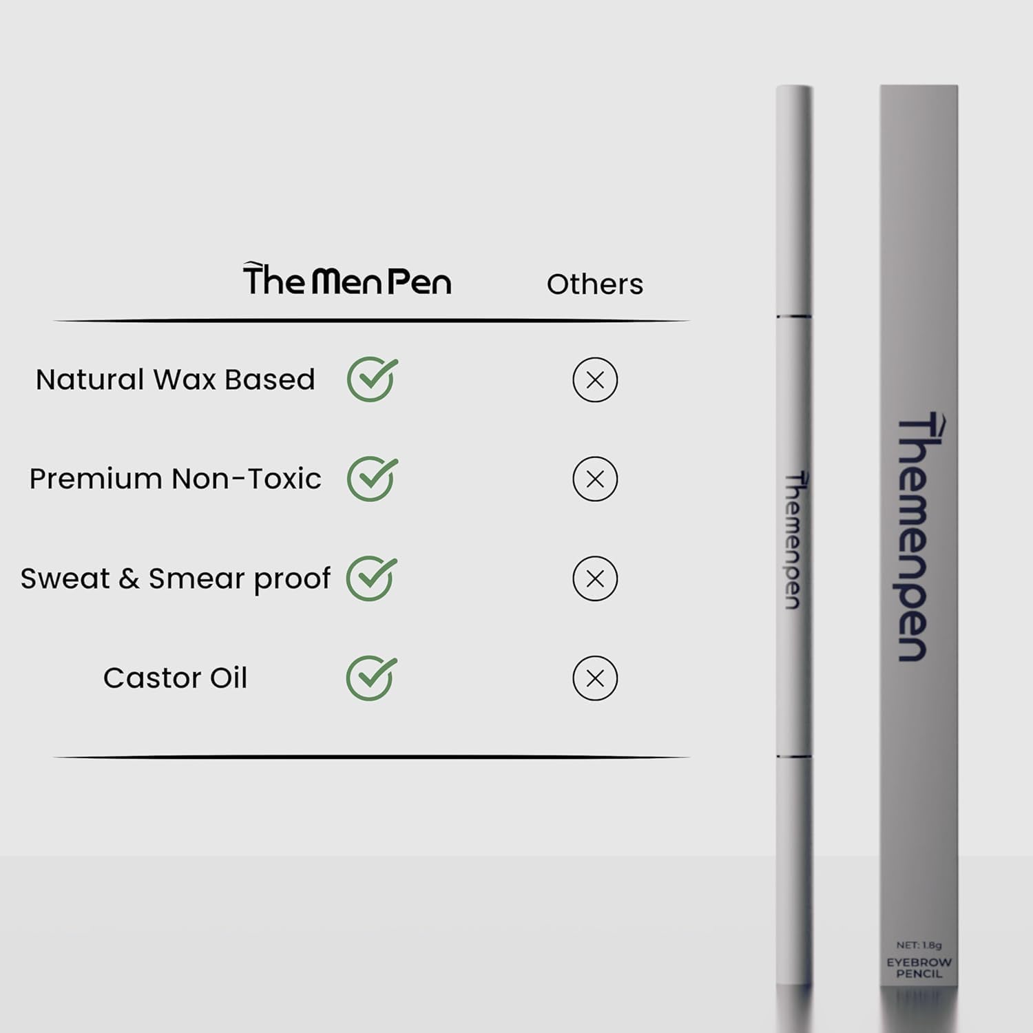 The Men Pen Microblading Eyebrow Pen black shade application strokes