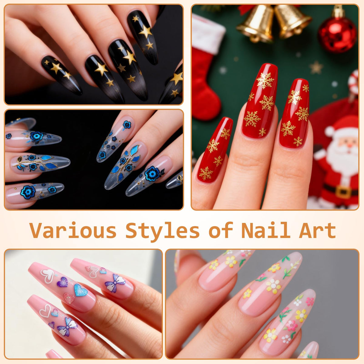 Complete packaging view of the Vivinin 90 sheets nail art kit with accessories.