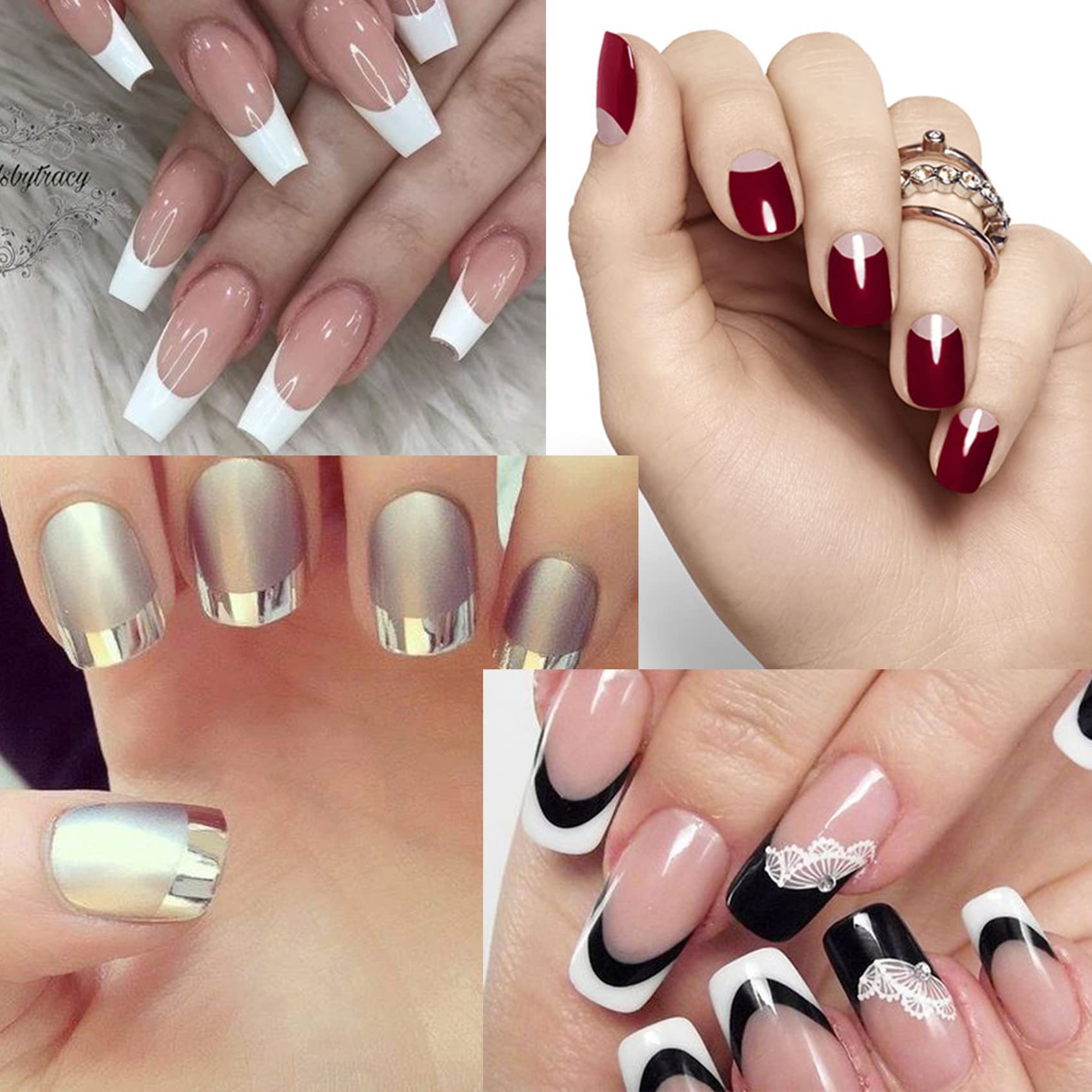 TailaiMei self-adhesive vinyl nail tip guides in 3 arc shapes