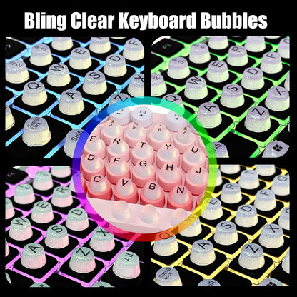 Desktop keyboard with raised typing stickers applied