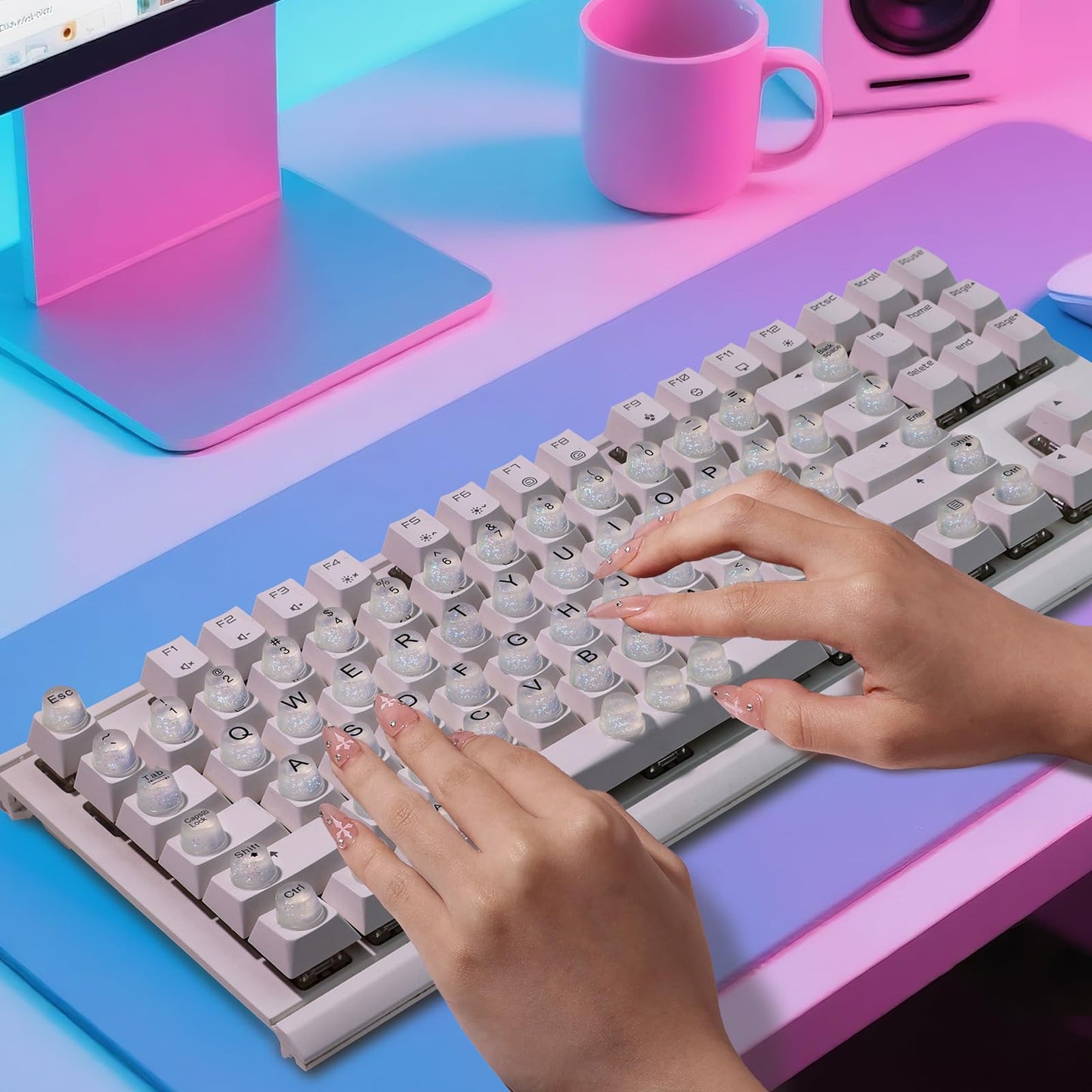 64 piece keyboard sticker set for long nails