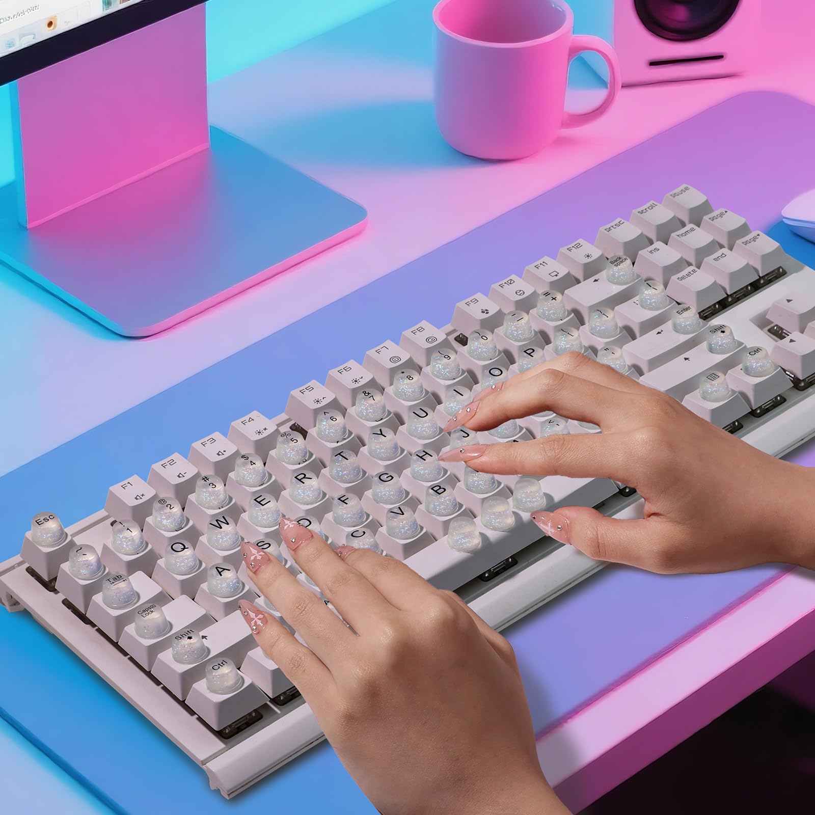 64 piece keyboard sticker set for long nails