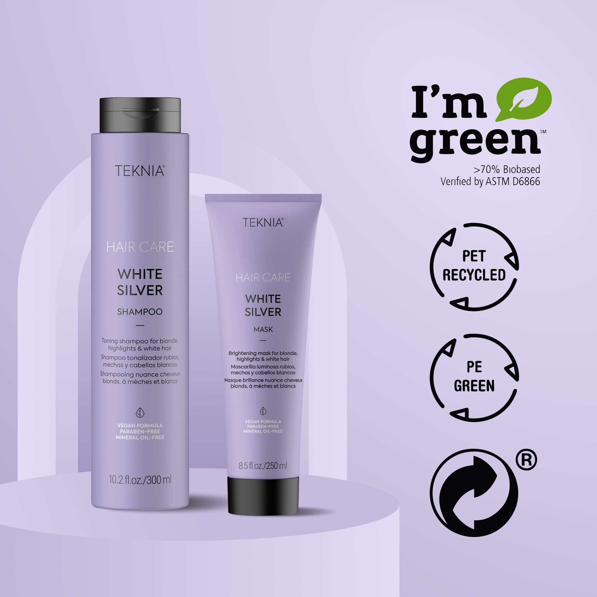 Anti brassiness violet pigmented hair treatment container close up