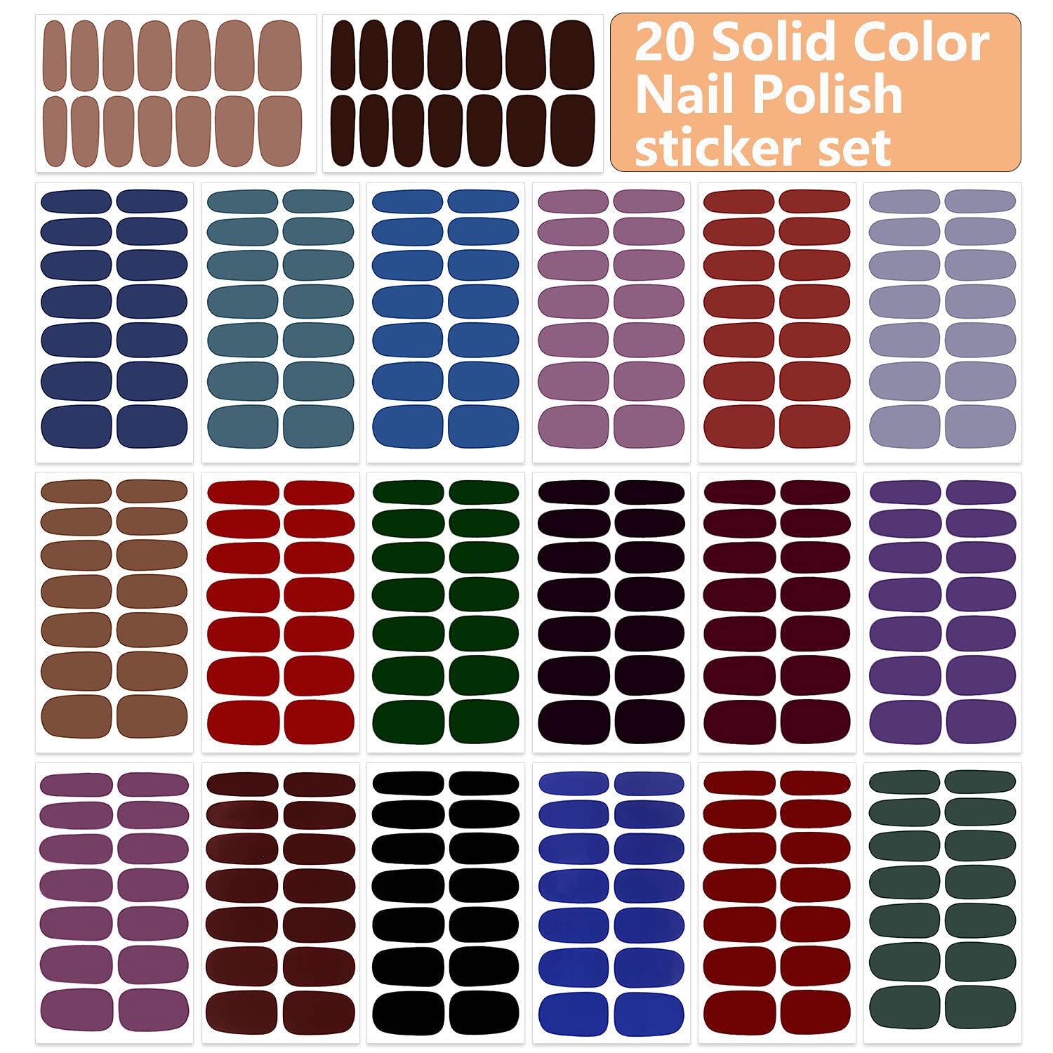 Wokoto nail art sticker set 20 sheets and file