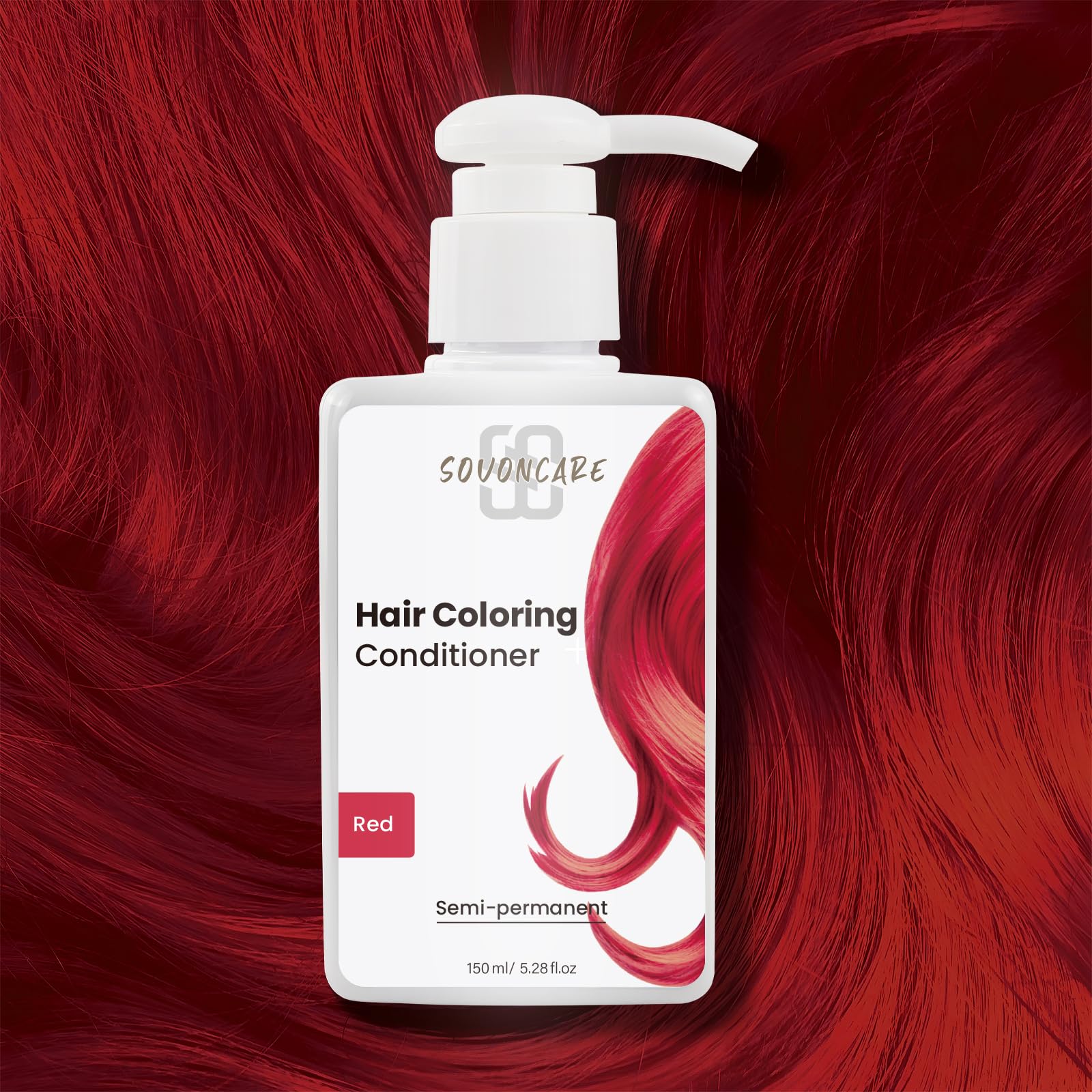 SOVONCARE semi permanent color depositing cream texture close up showing rich red pigment.