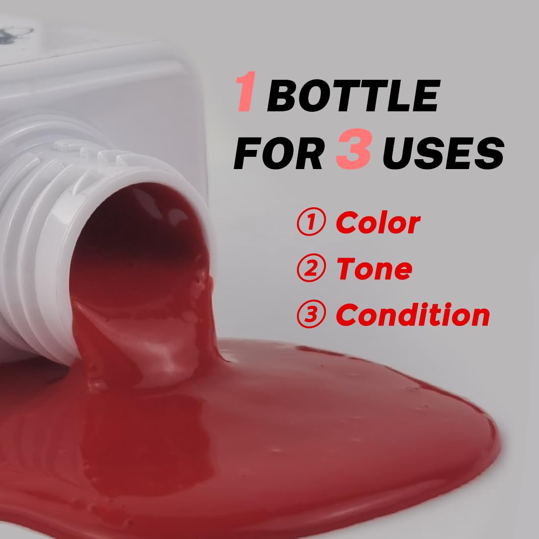 SOVONCARE hair color conditioner application process on dry hair using protective gloves.