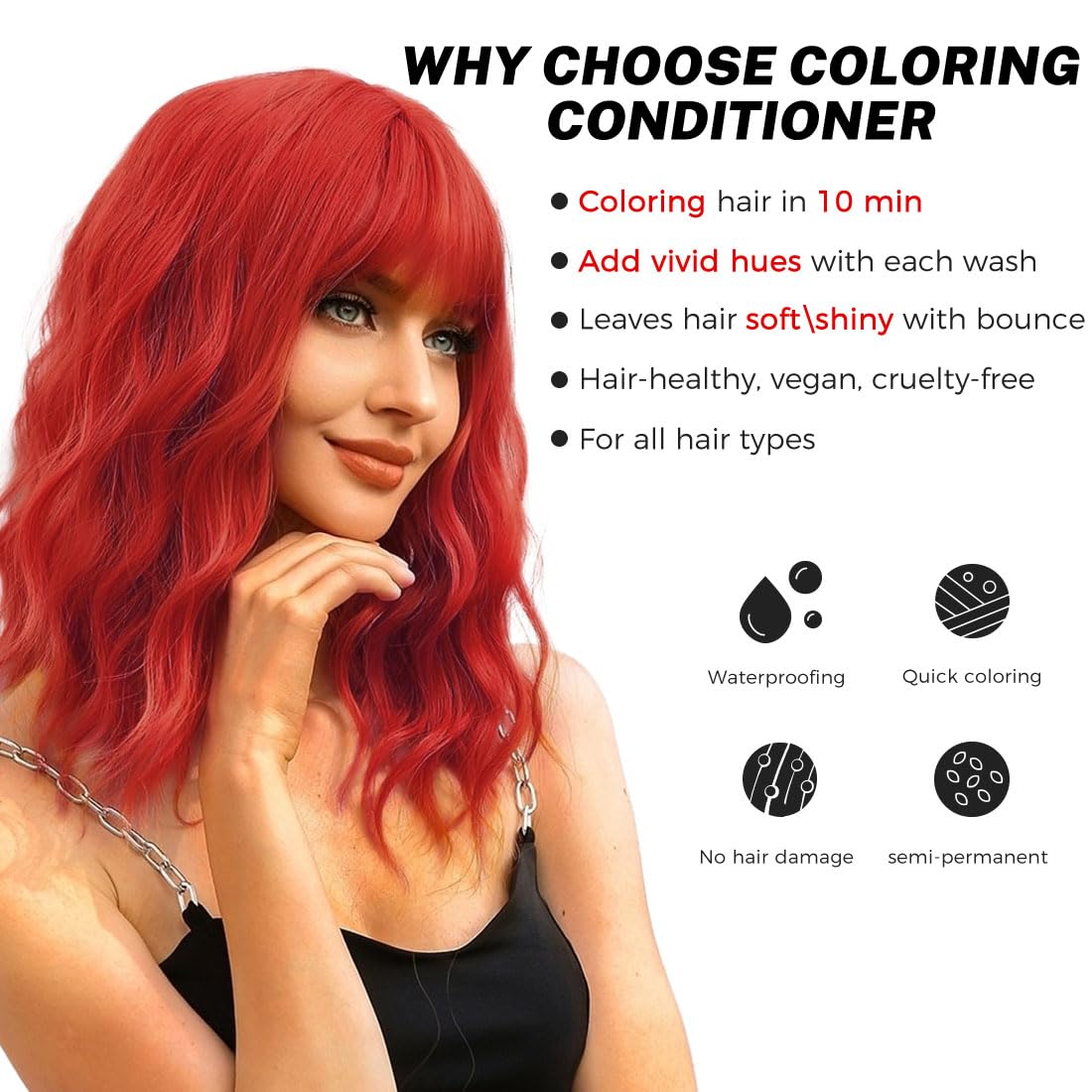 Before and after results demonstrating color enhancement from the SOVONCARE red hair treatment.