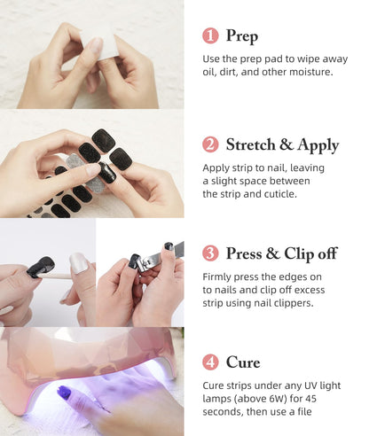 Full set of Dukasou heart design gel nail strips on fingernails