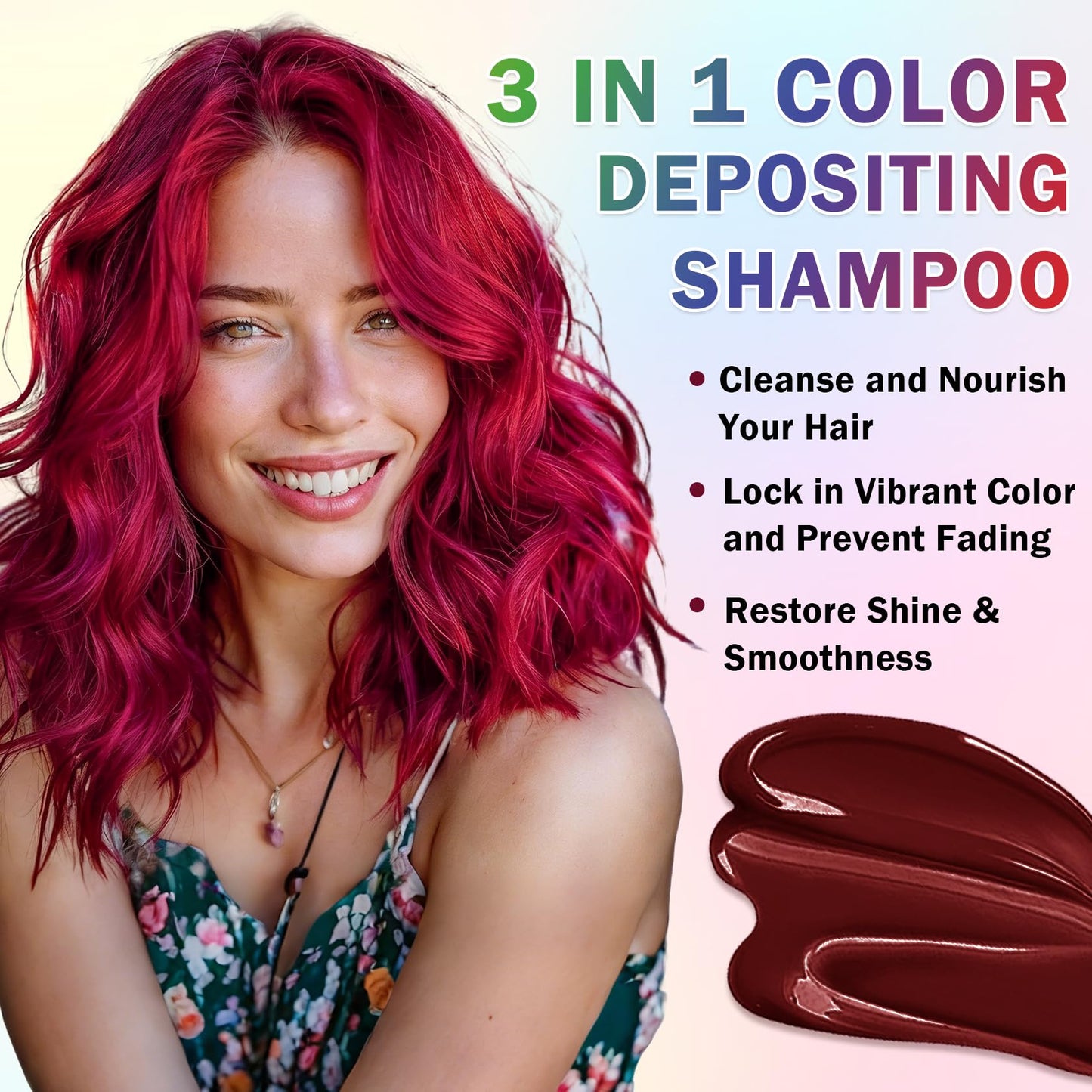 AOAZXBB 3-in-1 Red Shampoo before and after vibrant color preservation results