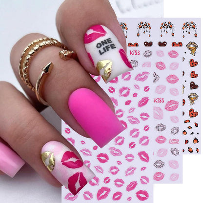 Model showing Valentine's Day nail art design