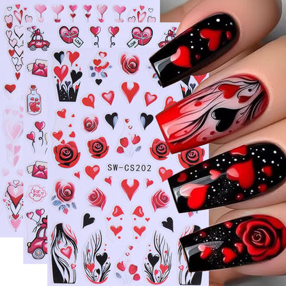 Detailed view of self-adhesive kiss and balloon stickers