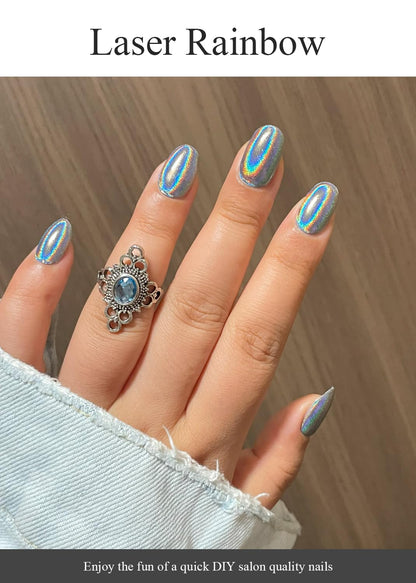 Holographic chrome finish on AutyaMee gel nail wraps