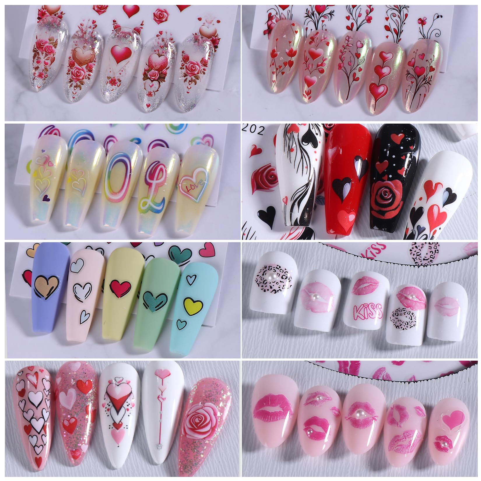 Application demo of 3D nail art stickers on fingernails