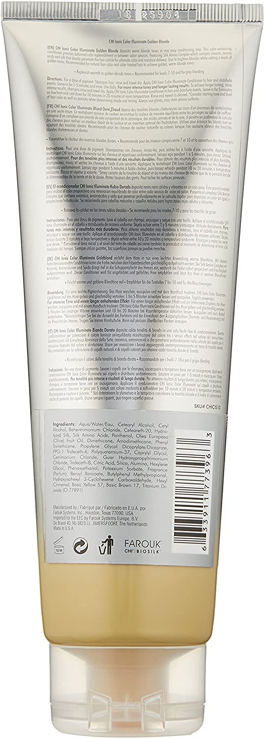 CHI Ionic color depositing conditioner showing the authentic product details and gold label design