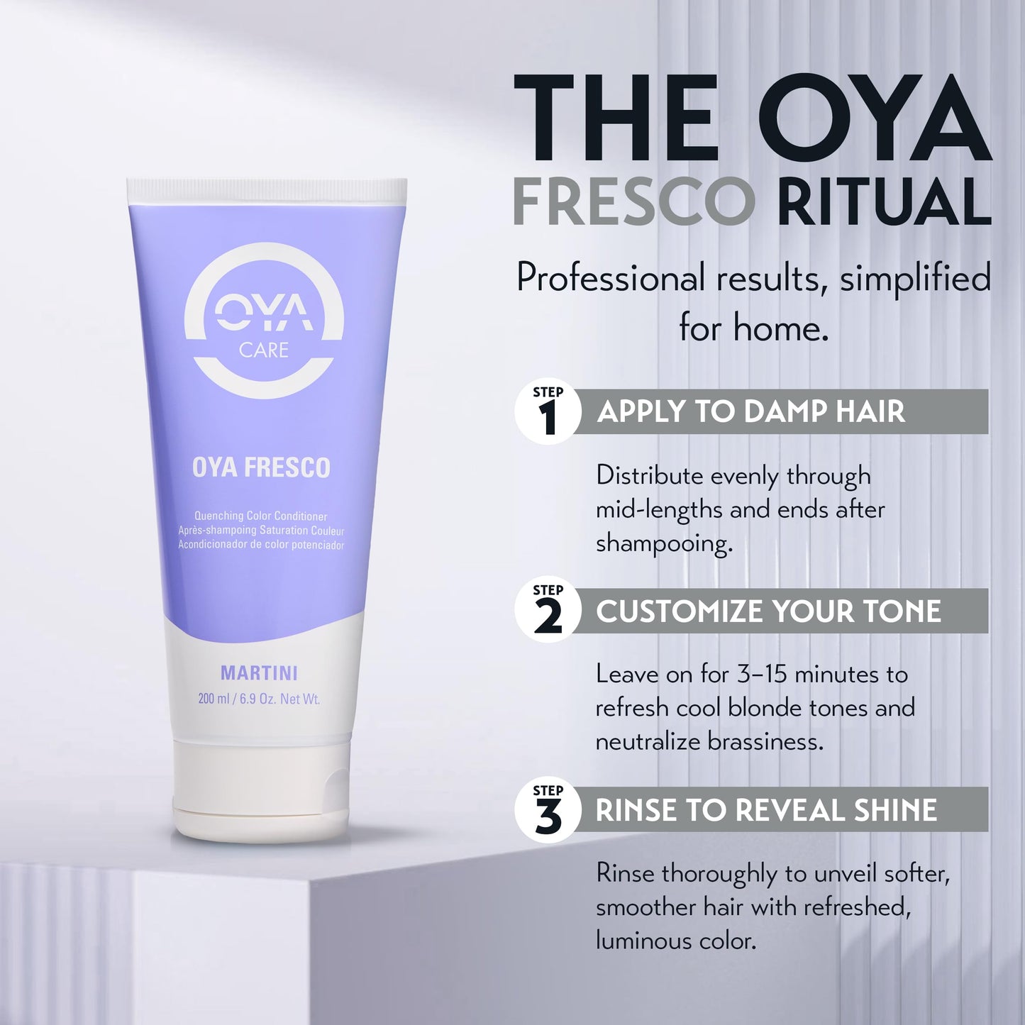 Authentic OYA Fresco Martini shampoo partner conditioner for cool blonde maintenance