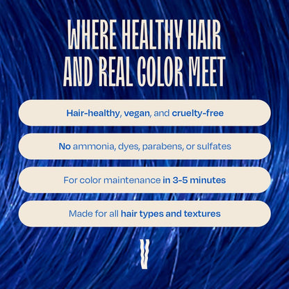Overtone damage free temporary hair color container with coconut oil benefit description