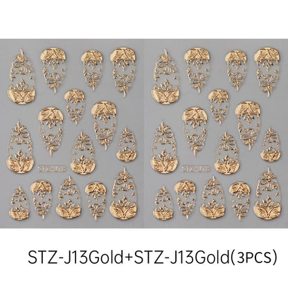 Professional self-adhesive gold nail decals for natural and acrylic nails