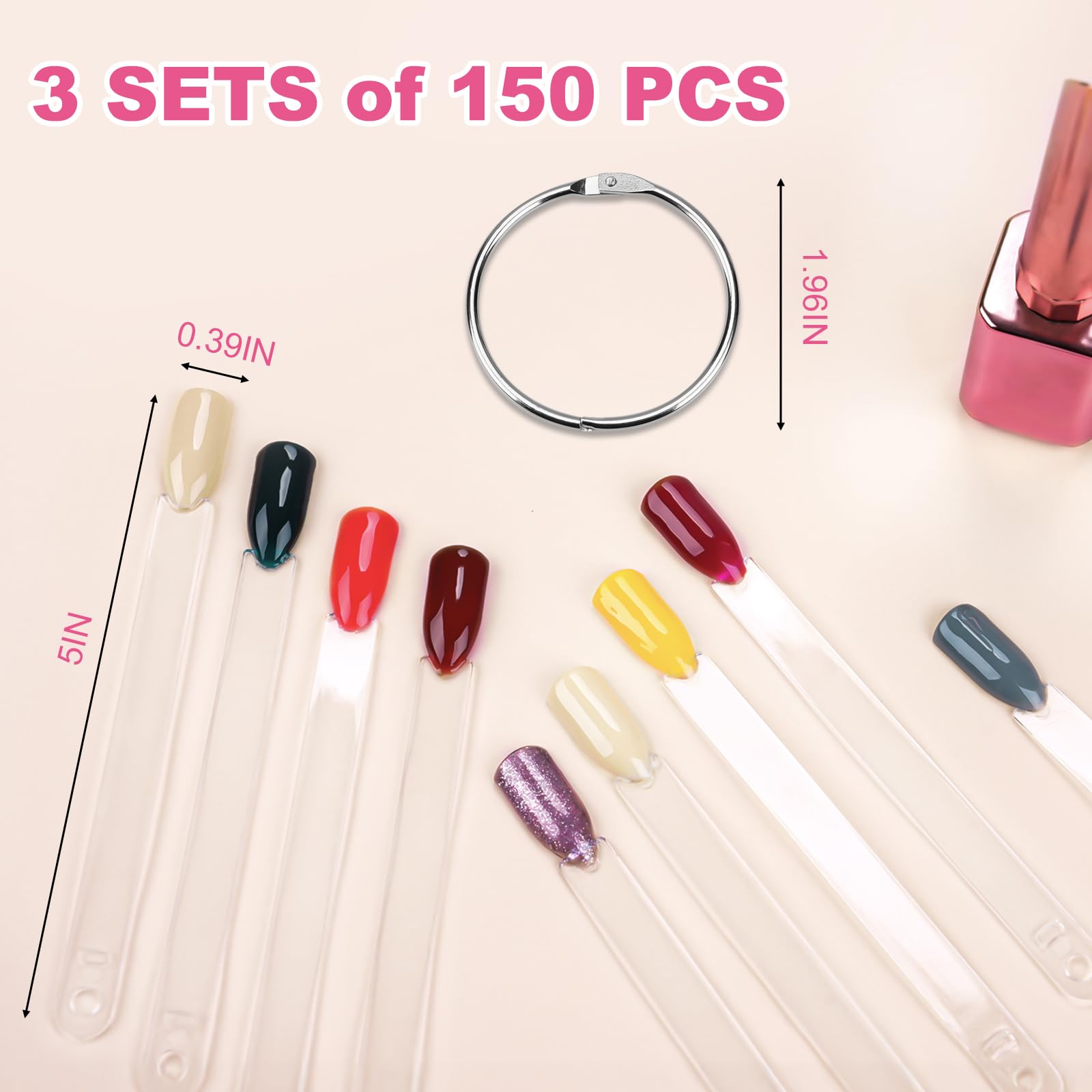 Clear acrylic nail polish swatch sticks fan shape