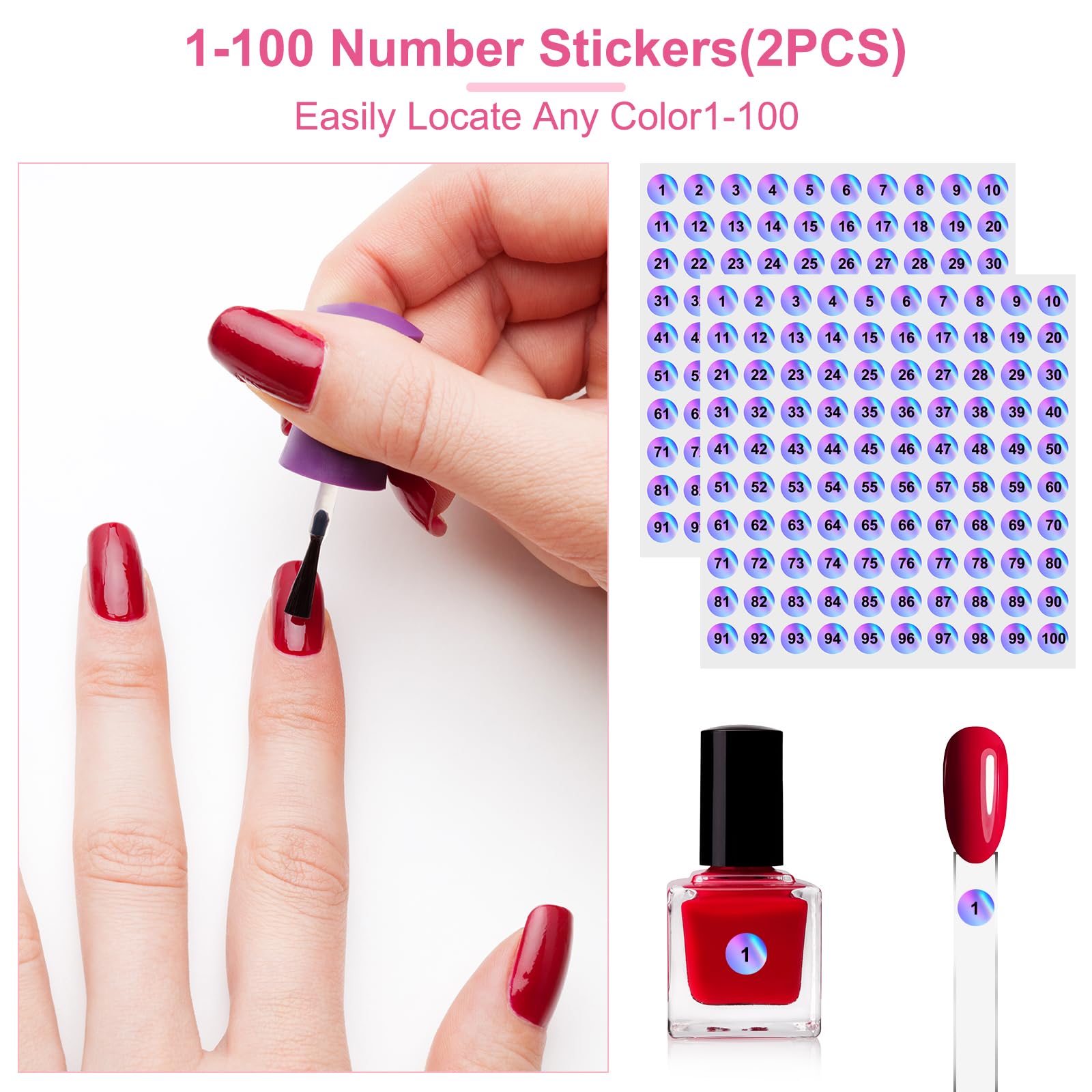 Number stickers for nail swatch organization