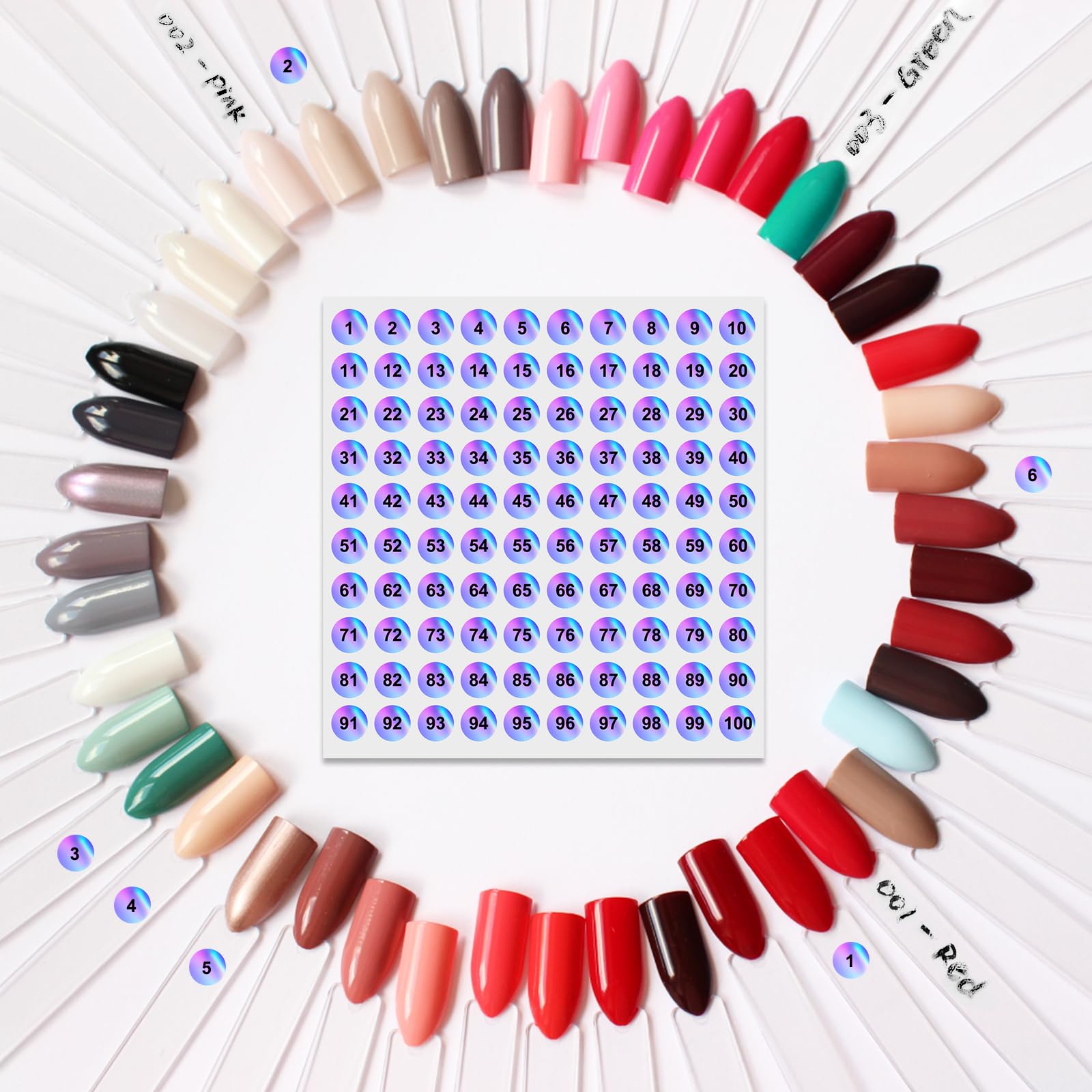 Professional nail art color display sticks