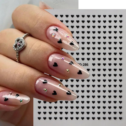 Wouputy 3D self-adhesive red heart nail decals on display