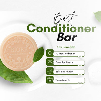 BIORR vegan solid conditioner bar with pomegranate extract for color-treated hair