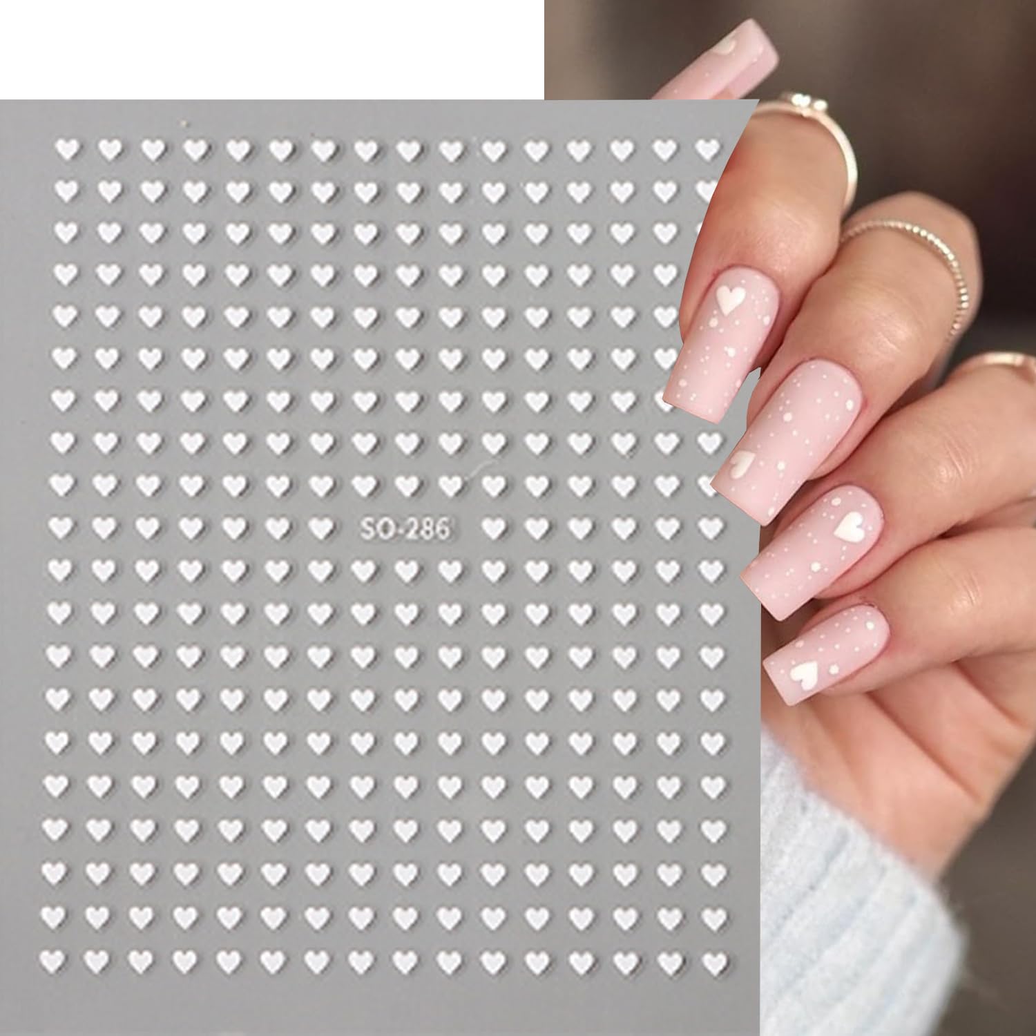 Sparkling love heart nail art stickers for DIY manicure