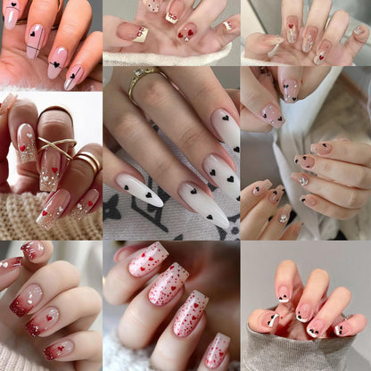 Set of 6 sheets of mini heart nail stickers for acrylic nails