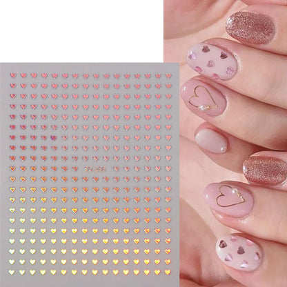Various sizes of red heart stickers for creative nail art
