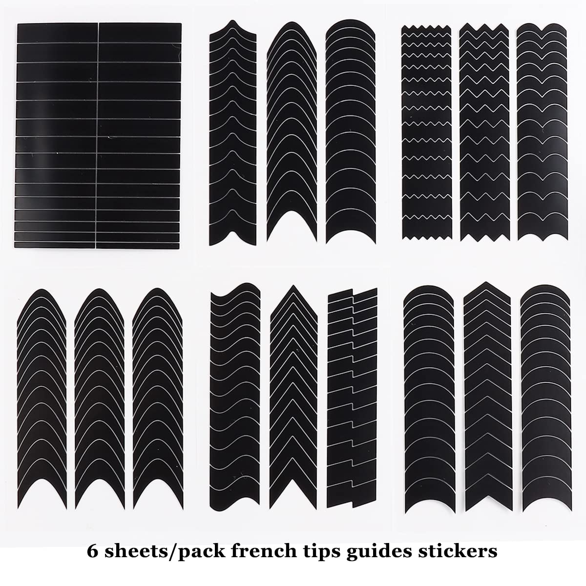 Fcozpjk nail art stencils with variety of wave and v-shapes