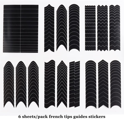 Fcozpjk nail art stencils with variety of wave and v-shapes
