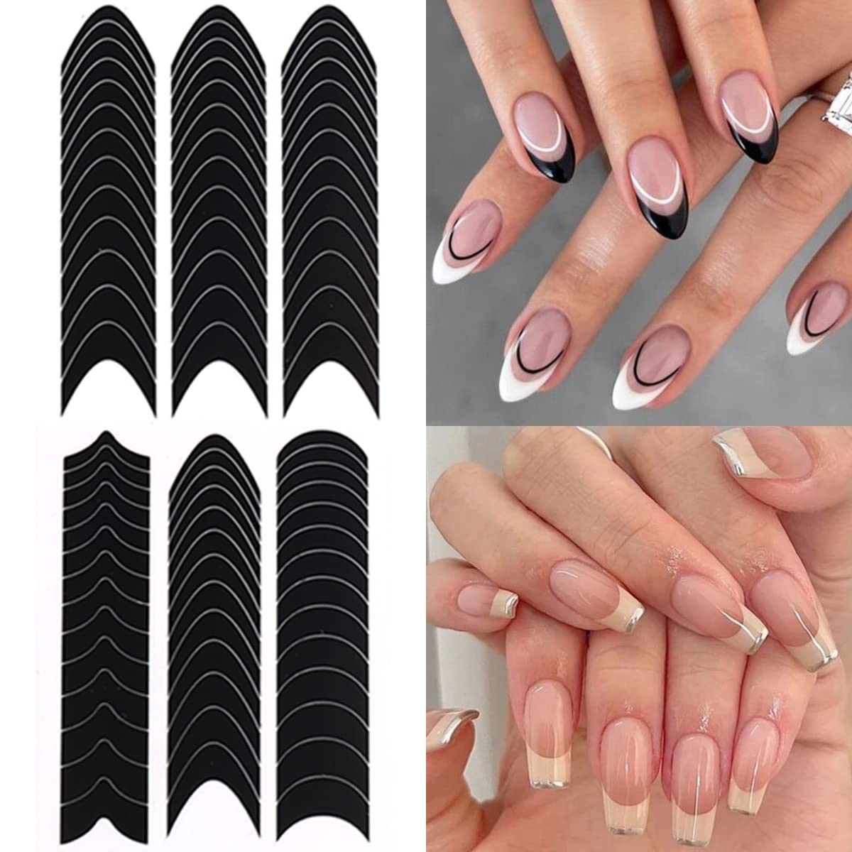 Finished French manicure using Fcozpjk nail art stickers