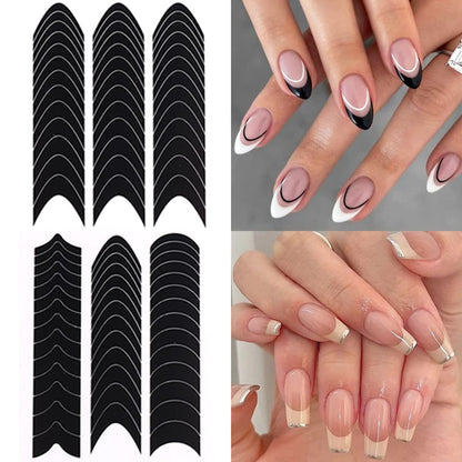 Finished French manicure using Fcozpjk nail art stickers