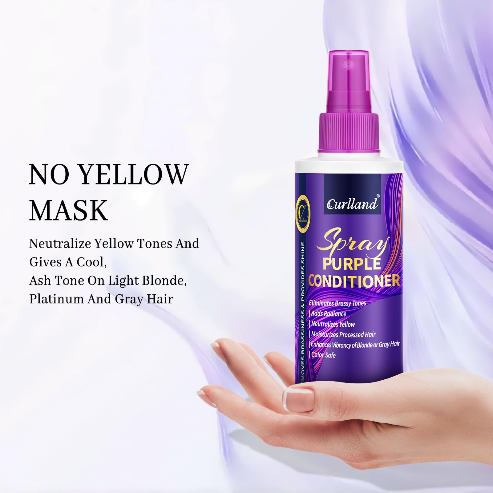 Juuce color depositing purple spray bottle for blonde and gray hair care
