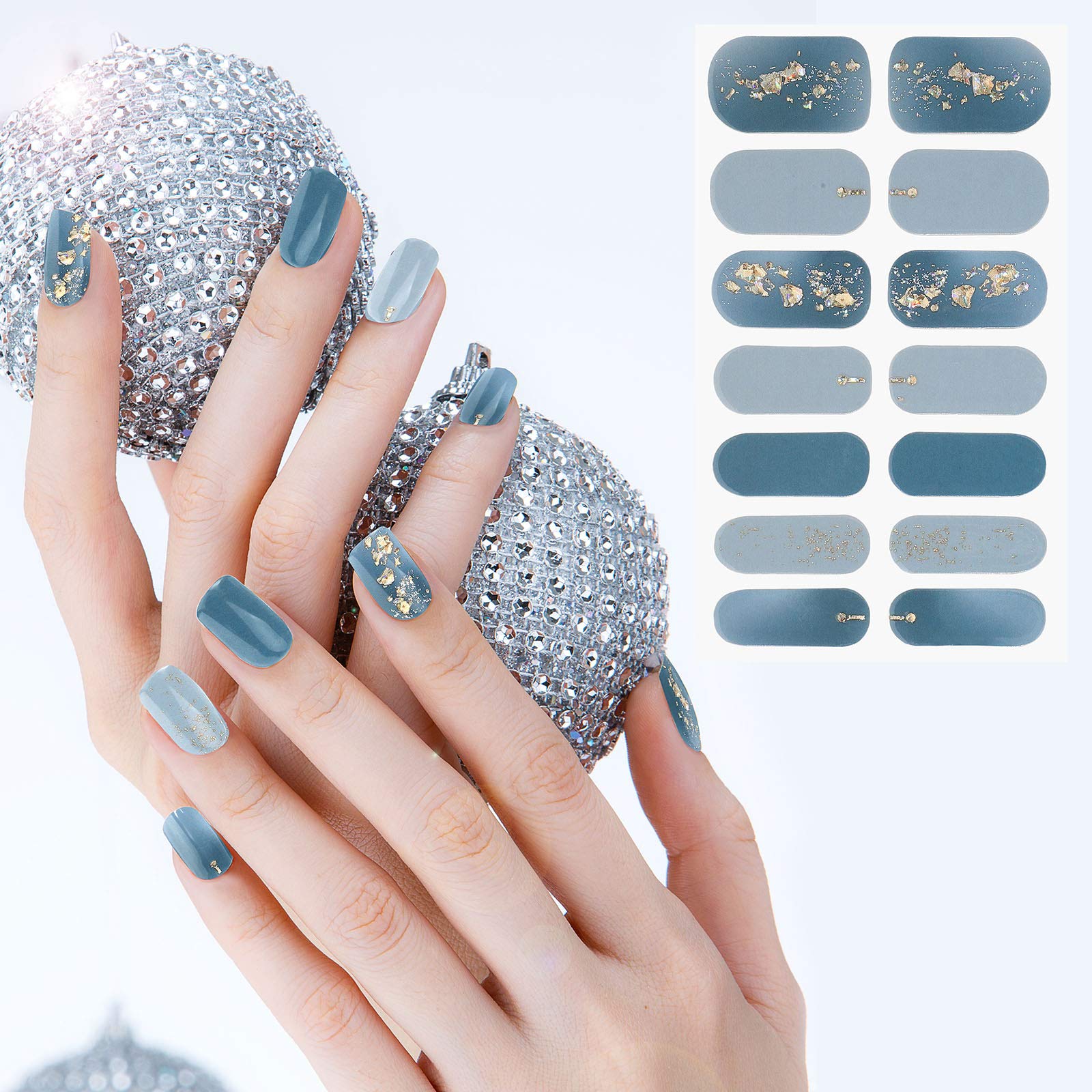 Close up of Maitys gradient glitter nail wrap texture