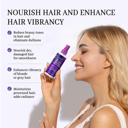 Lightweight non sticky purple leave in conditioner mist for damaged strands
