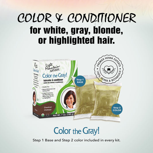 Light Mountain Natural chemical free chestnut hair dye box contents and kit