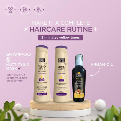 Blondz Only Kit 3 pieces showing shampoo mask and argan oil package contents
