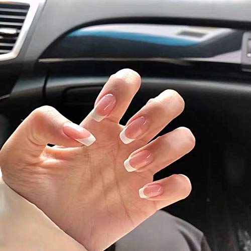 Demonstration of French tip smile line guide on nail