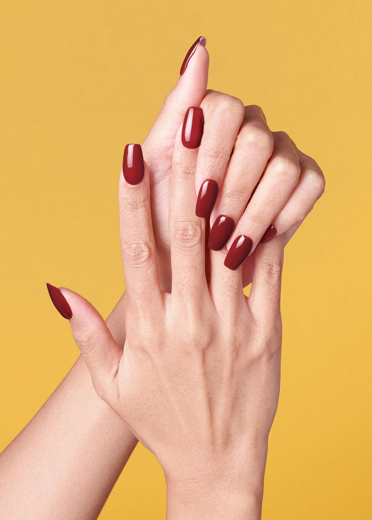 Ohora gel nail strips red color swatch and design detail