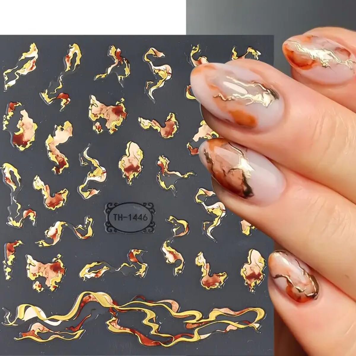 Six piece set of embossed 3D nail art slider sheets